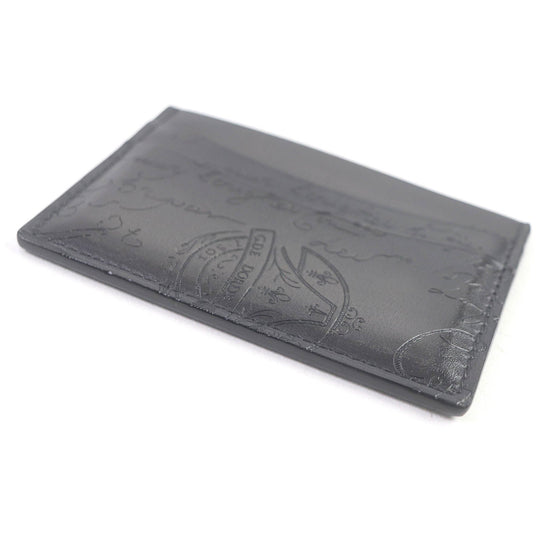 Berluti Card Case Main: Leather NERO GRIGIO Black Bamboo Neo Scritto mens Used Authentic