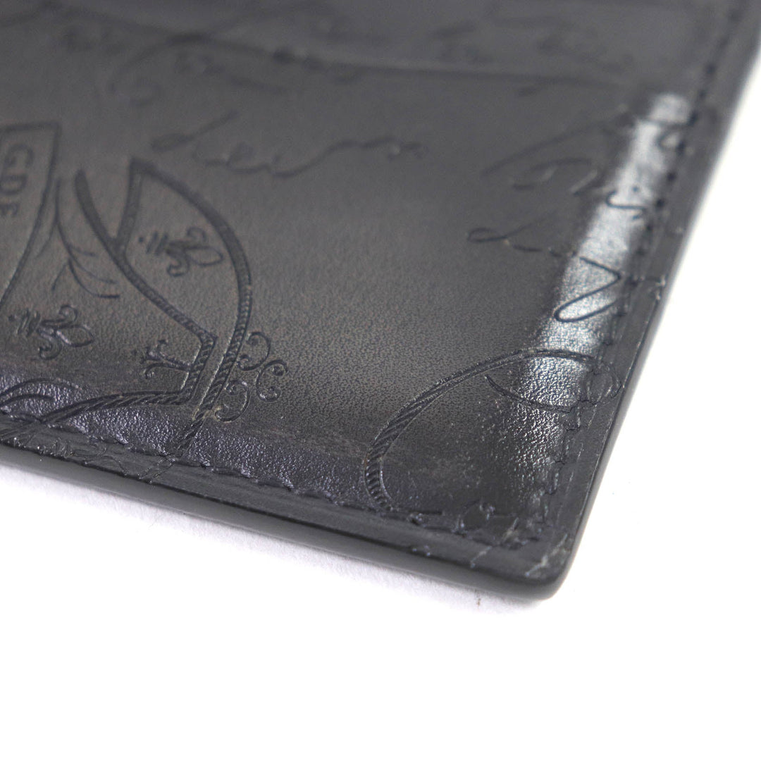 Berluti Card Case Main: Leather NERO GRIGIO Black Bamboo Neo Scritto mens Used Authentic