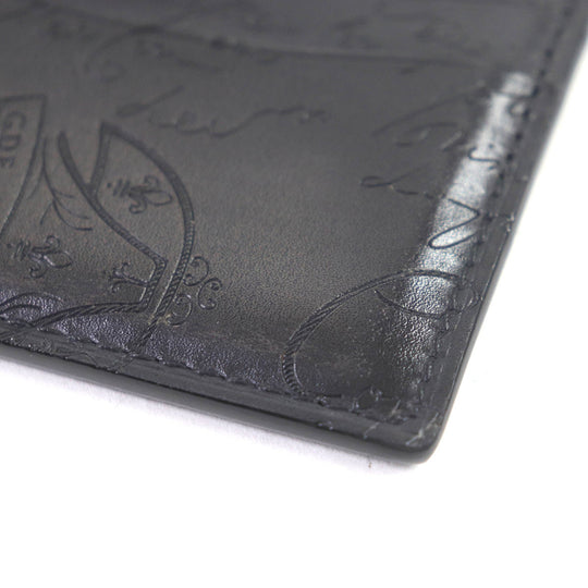 Berluti Card Case Main: Leather NERO GRIGIO Black Bamboo Neo Scritto mens Used Authentic