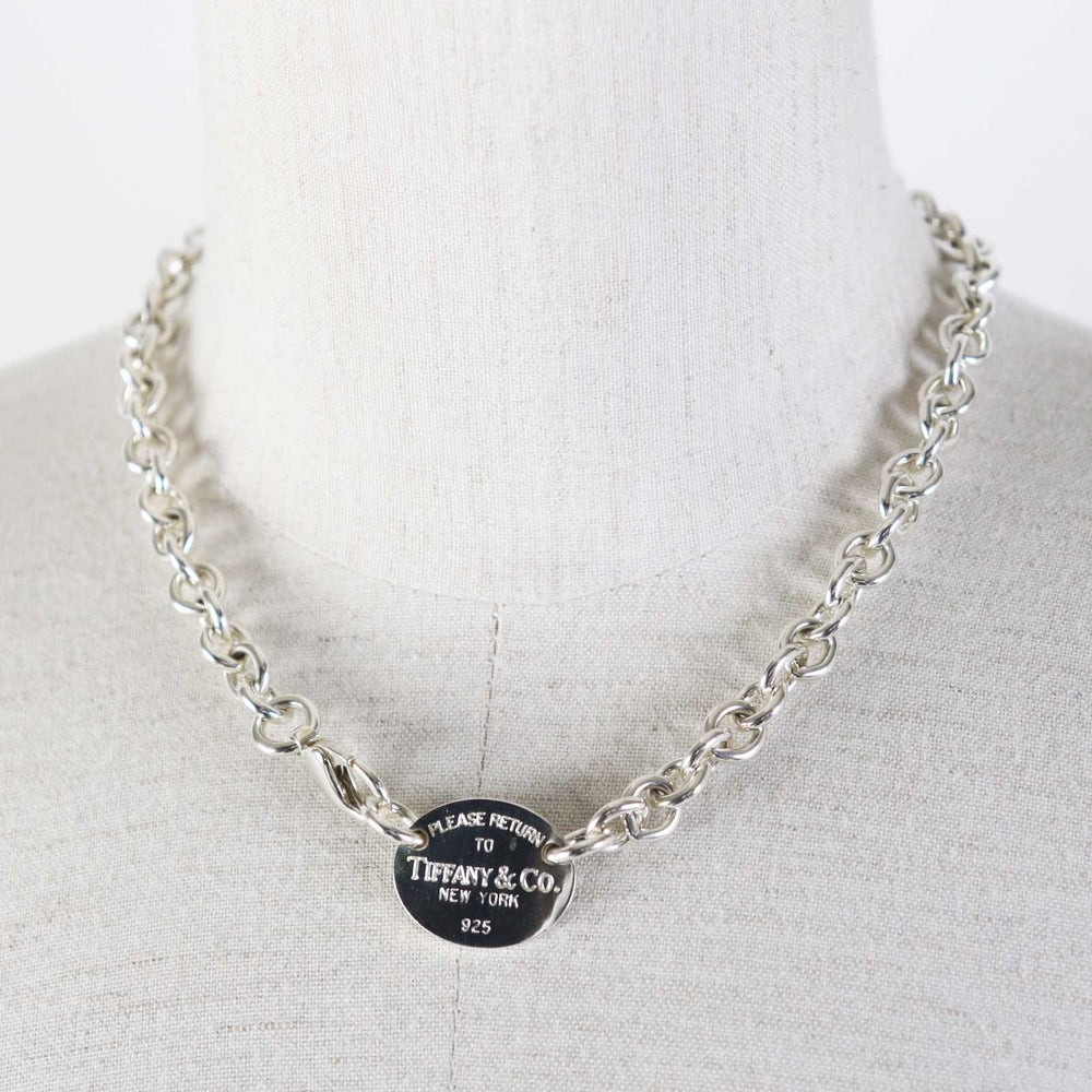 TIFFANY&Co. Necklace Main�FAG925 Silver Return to TIFFANY & Co. Oval Tag Women Used Authentic