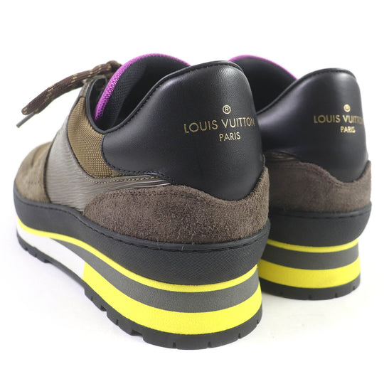LOUIS VUITTON Low cut sneakers Part: suede leather Brown Harlem Line mens 7 Used Authentic