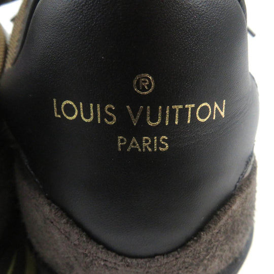 LOUIS VUITTON Low cut sneakers Part: suede leather Brown Harlem Line mens 7 Used Authentic