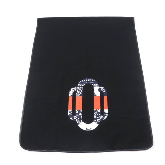 HERMES shawl Main: 100% cashmere black ETRIERS stirrups Women Used Authentic