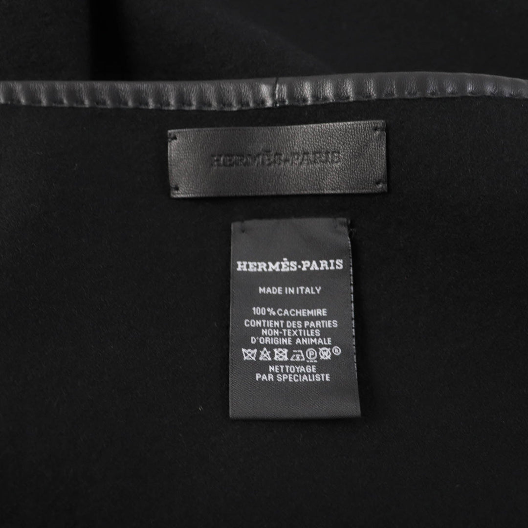 HERMES shawl Main: 100% cashmere black ETRIERS stirrups Women Used Authentic