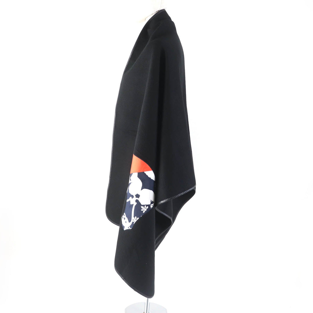 HERMES shawl Main: 100% cashmere black ETRIERS stirrups Women Used Authentic