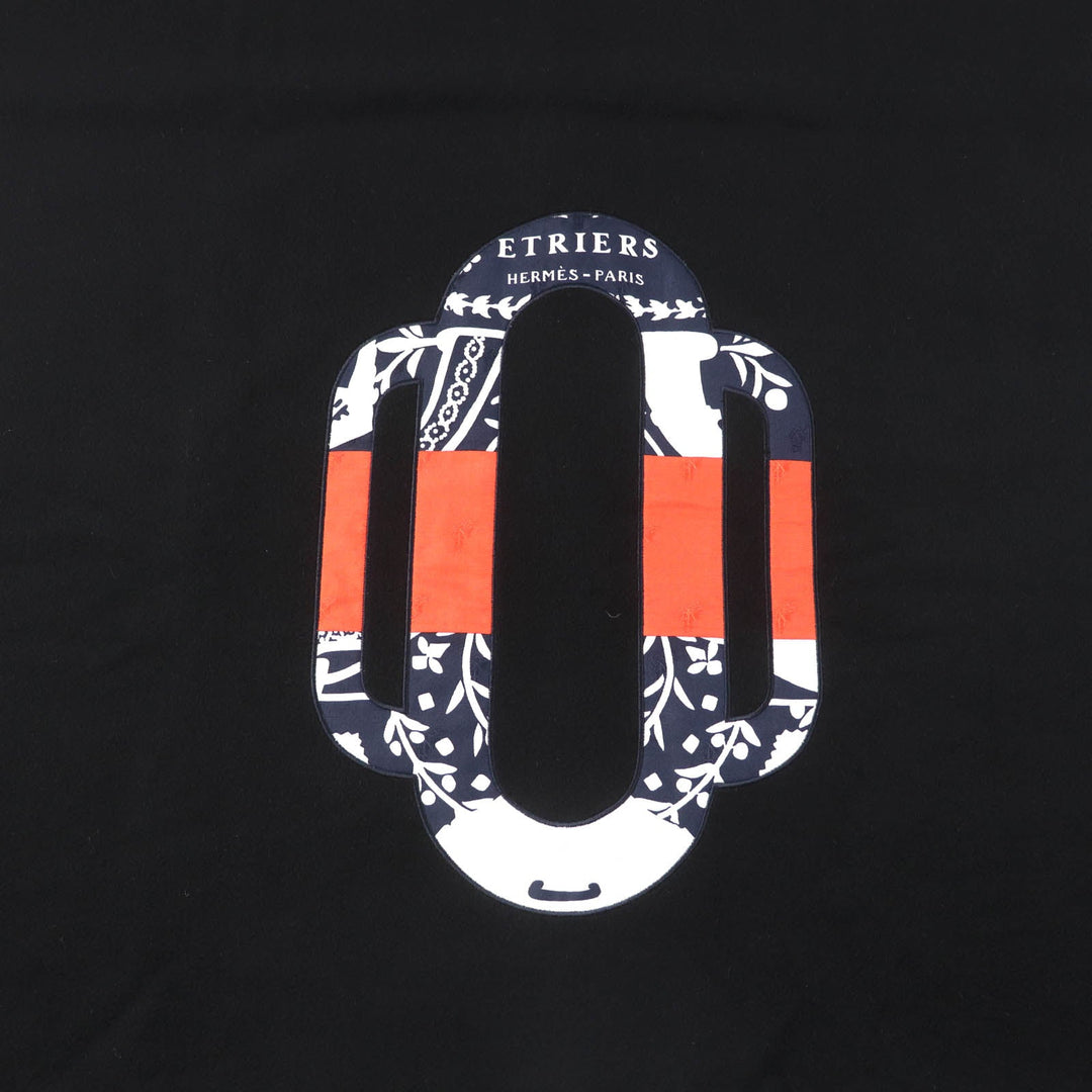 HERMES shawl Main: 100% cashmere black ETRIERS stirrups Women Used Authentic