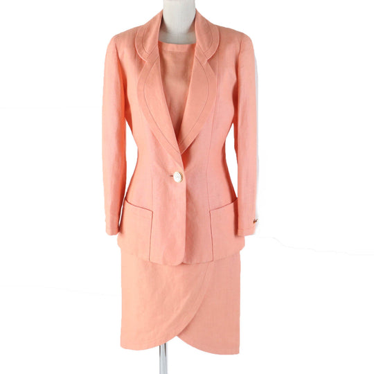 CHANEL ensemble Main: 100% linen, lining: 100% silk Orange Women 36 Used Authentic