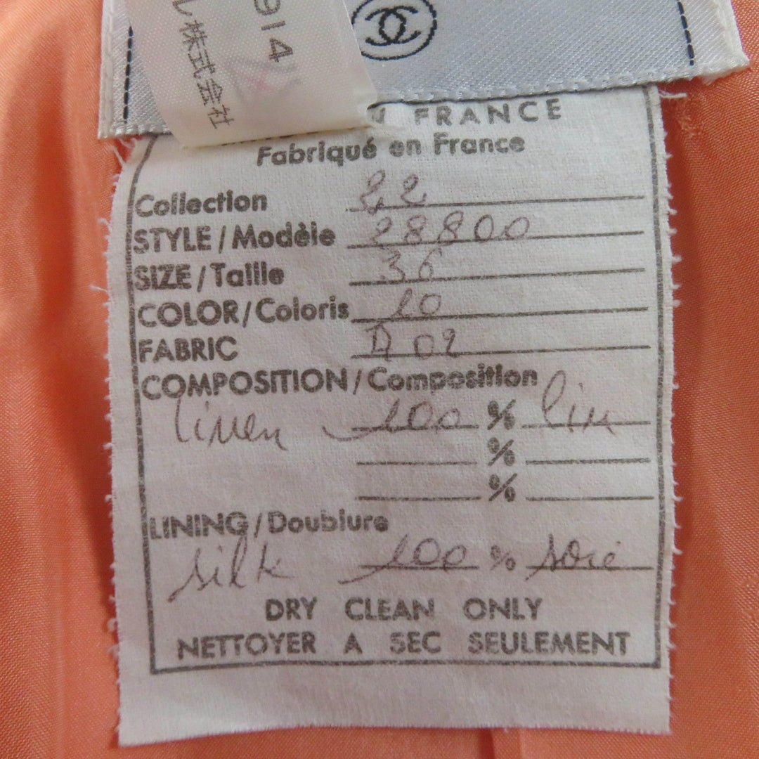 CHANEL ensemble Main: 100% linen, lining: 100% silk Orange Women 36 Used Authentic