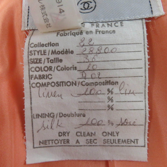 CHANEL ensemble Main: 100% linen, lining: 100% silk Orange Women 36 Used Authentic