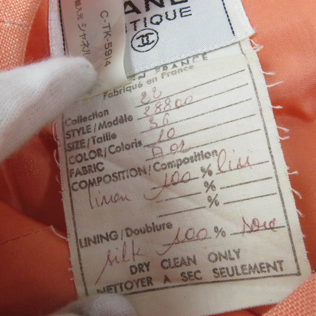 CHANEL ensemble Main: 100% linen, lining: 100% silk Orange Women 36 Used Authentic
