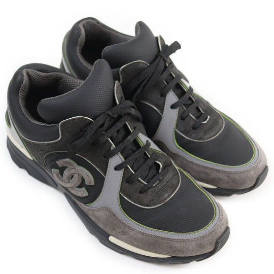 CHANEL Low cut sneakers G26583 Part: suede leather, Part: leather Black Grey mens 41 Used Authentic