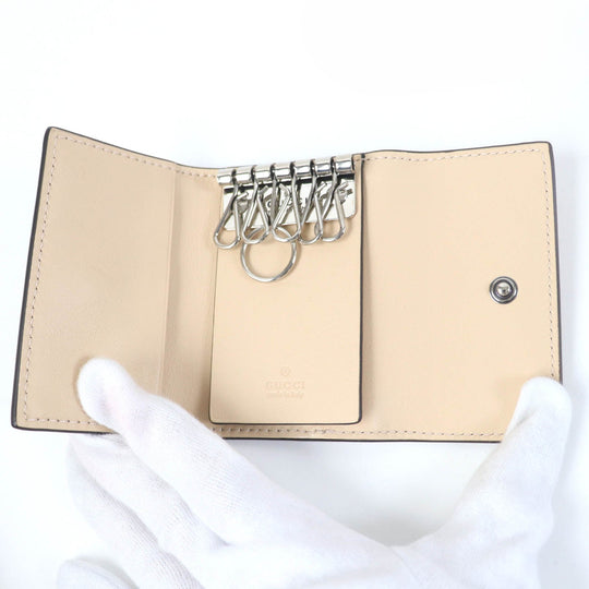 GUCCI Key case Key holder  795649 Main: Leather, Main: GG Supreme Canvas beige Double G Key case Key holder Women Used Authentic