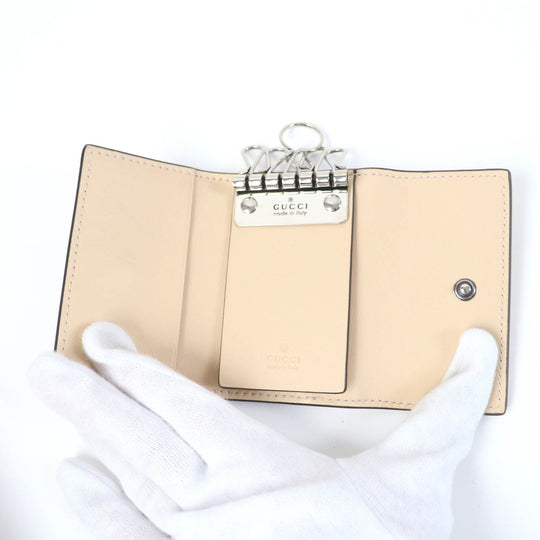 GUCCI Key case Key holder  795649 Main: Leather, Main: GG Supreme Canvas beige Double G Key case Key holder Women Used Authentic