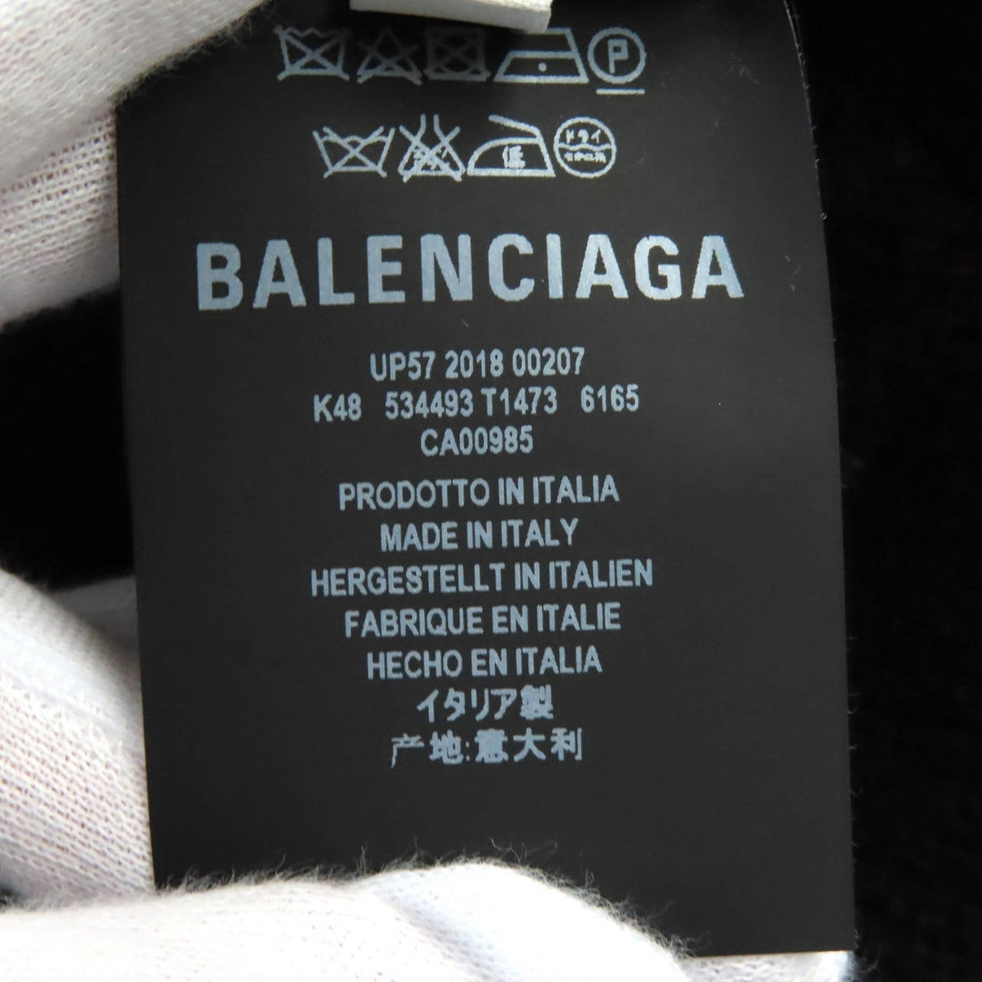 BALENCIAGA knit 534493 Main: 97% wool, Main: 3% nylon Bordeaux Black ALL OVER LOGO mens M Used Authentic