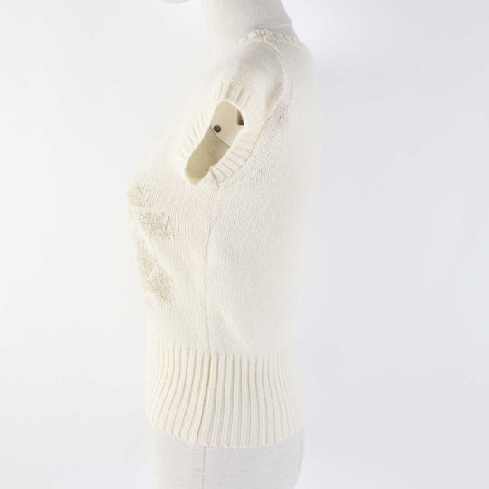 Christian Dior knit 214S12AM001 Outer material: 94% cashmere, Outer material: 5% rayon, Outer material: 1% polyester, Part: 64% rayon, Part: 19% polyester Ivory Gold Women 38 Used Authentic