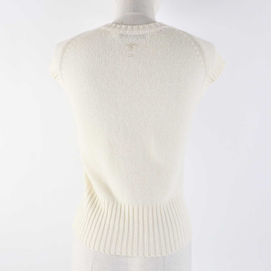 Christian Dior knit 214S12AM001 Outer material: 94% cashmere, Outer material: 5% rayon, Outer material: 1% polyester, Part: 64% rayon, Part: 19% polyester Ivory Gold Women 38 Used Authentic