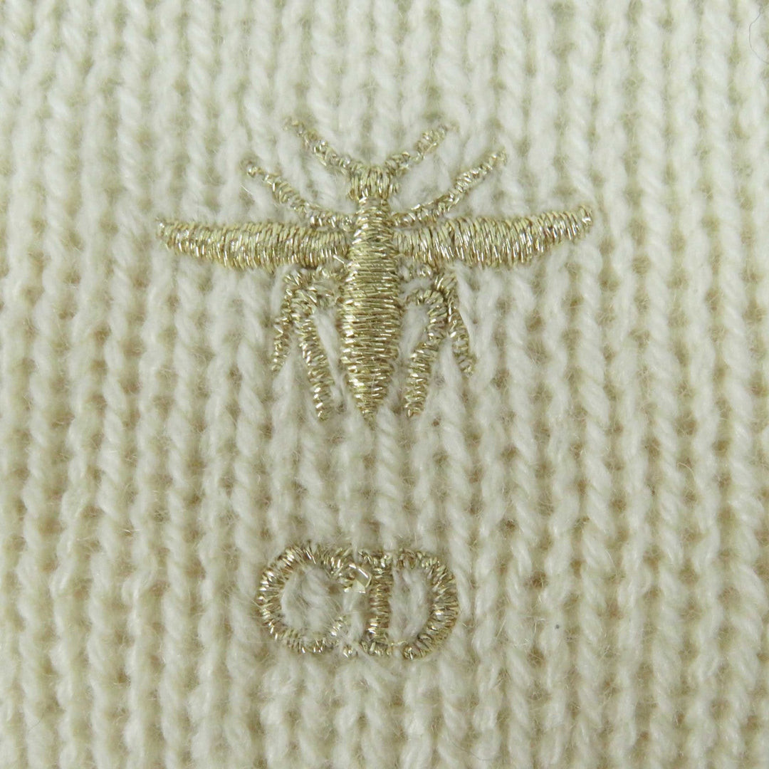 Christian Dior knit 214S12AM001 Outer material: 94% cashmere, Outer material: 5% rayon, Outer material: 1% polyester, Part: 64% rayon, Part: 19% polyester Ivory Gold Women 38 Used Authentic