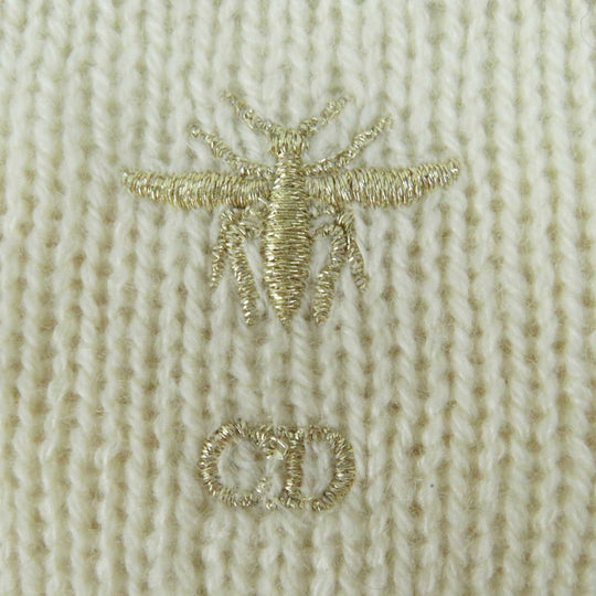 Christian Dior knit 214S12AM001 Outer material: 94% cashmere, Outer material: 5% rayon, Outer material: 1% polyester, Part: 64% rayon, Part: 19% polyester Ivory Gold Women 38 Used Authentic