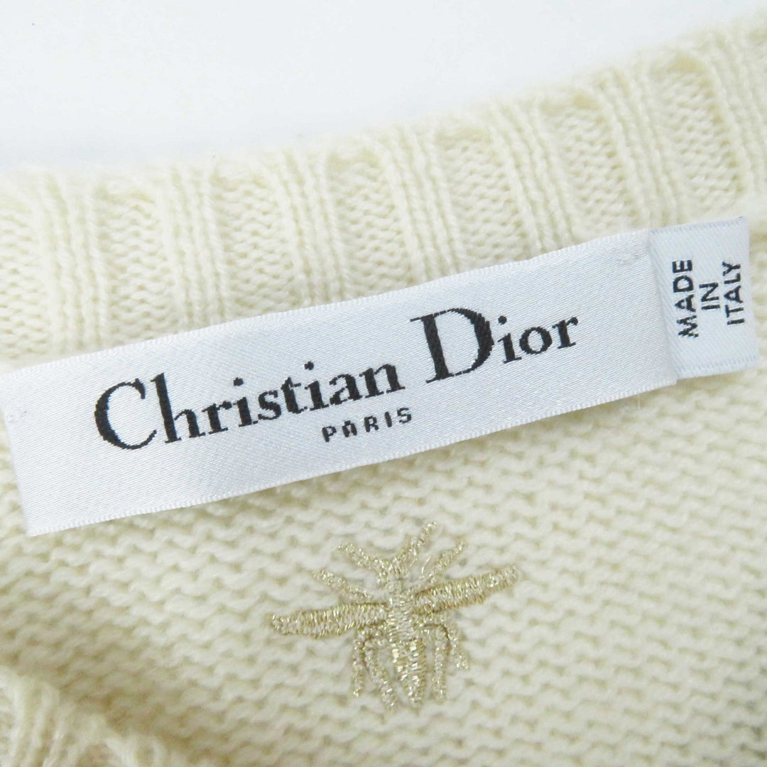 Christian Dior knit 214S12AM001 Outer material: 94% cashmere, Outer material: 5% rayon, Outer material: 1% polyester, Part: 64% rayon, Part: 19% polyester Ivory Gold Women 38 Used Authentic