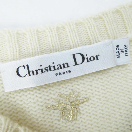 Christian Dior knit 214S12AM001 Outer material: 94% cashmere, Outer material: 5% rayon, Outer material: 1% polyester, Part: 64% rayon, Part: 19% polyester Ivory Gold Women 38 Used Authentic