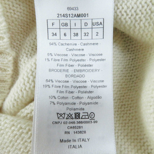 Christian Dior knit 214S12AM001 Outer material: 94% cashmere, Outer material: 5% rayon, Outer material: 1% polyester, Part: 64% rayon, Part: 19% polyester Ivory Gold Women 38 Used Authentic