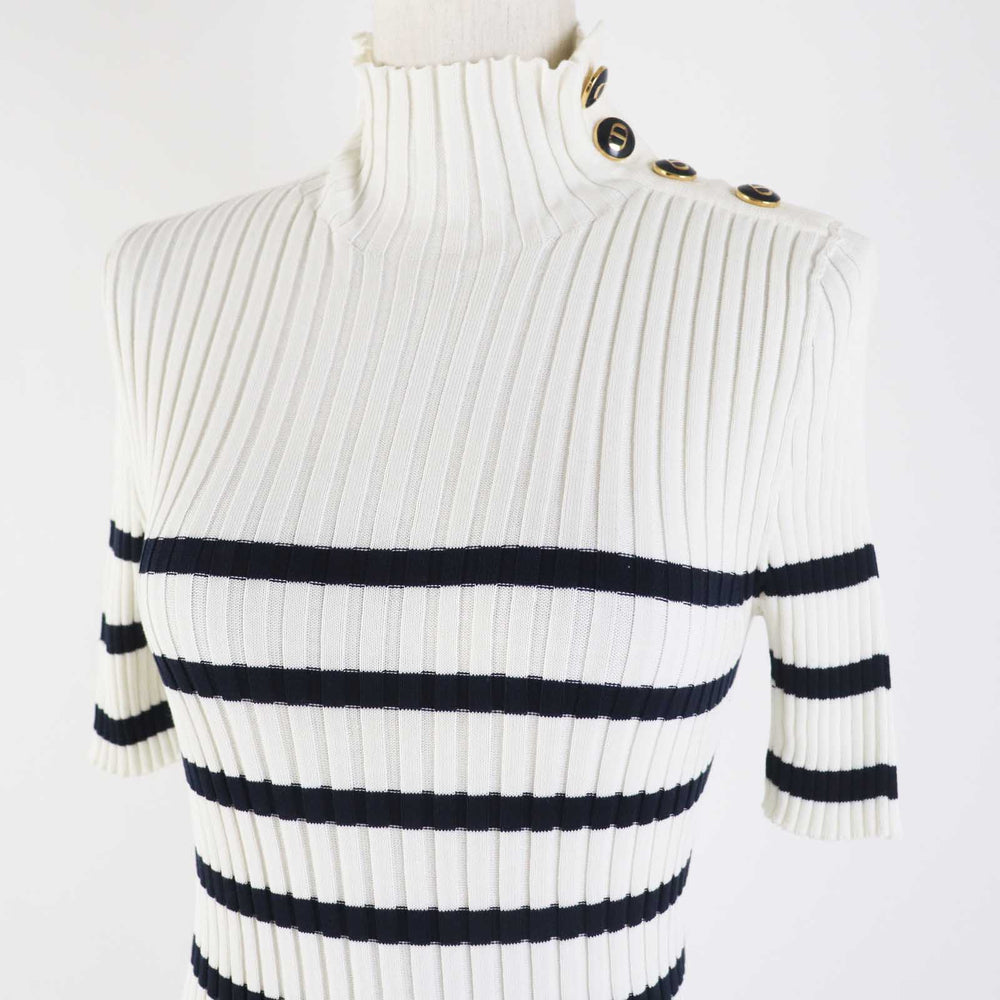 Christian Dior Short sleeve knit 114S48AM725 Main: 100% cotton White black Women 38 Used Authentic