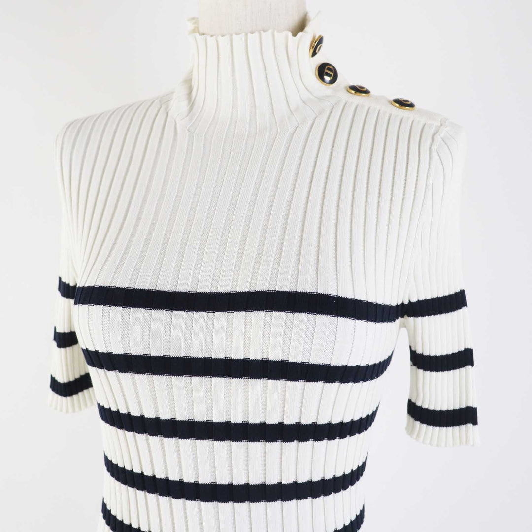 Christian Dior Short sleeve knit 114S48AM725 Main: 100% cotton White black Women 38 Used Authentic