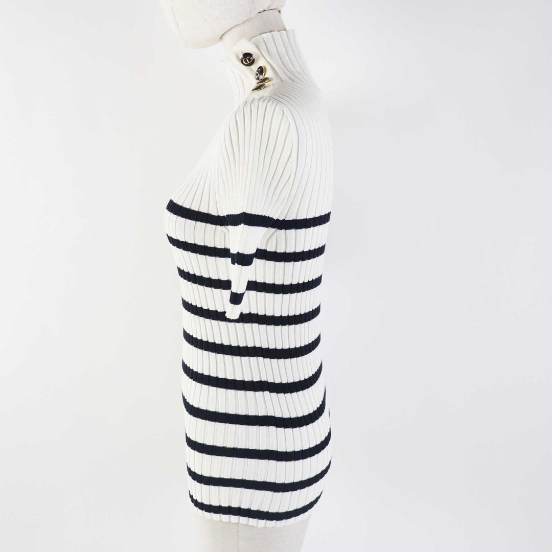Christian Dior Short sleeve knit 114S48AM725 Main: 100% cotton White black Women 38 Used Authentic