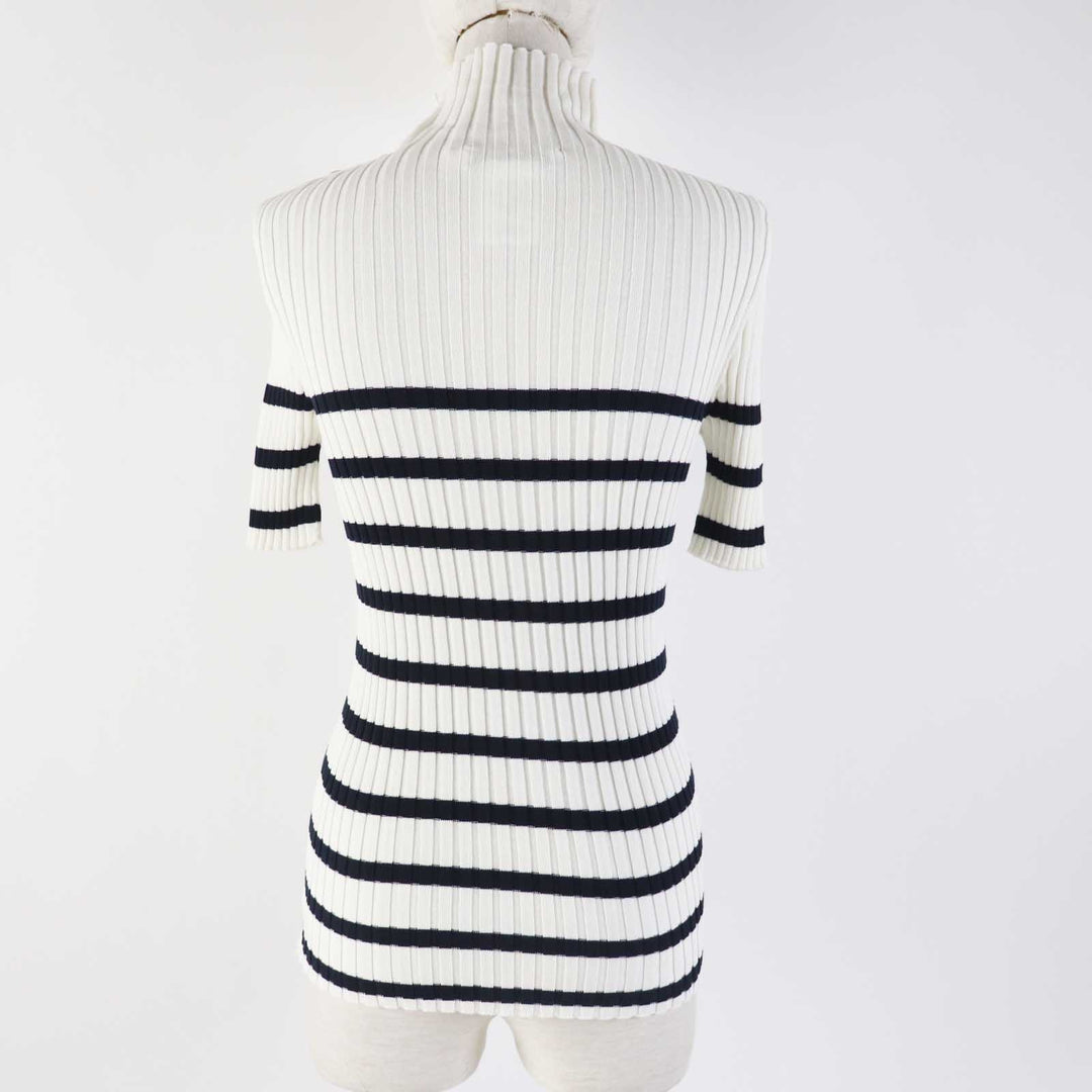 Christian Dior Short sleeve knit 114S48AM725 Main: 100% cotton White black Women 38 Used Authentic