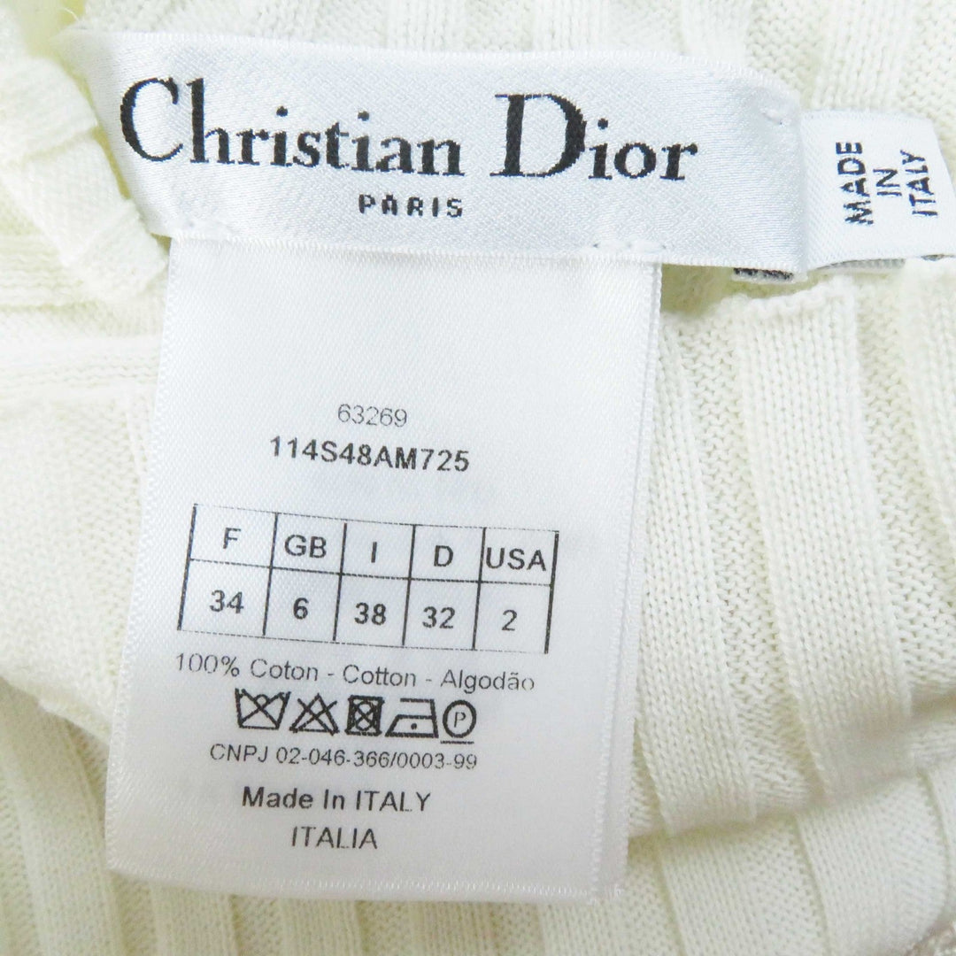 Christian Dior Short sleeve knit 114S48AM725 Main: 100% cotton White black Women 38 Used Authentic