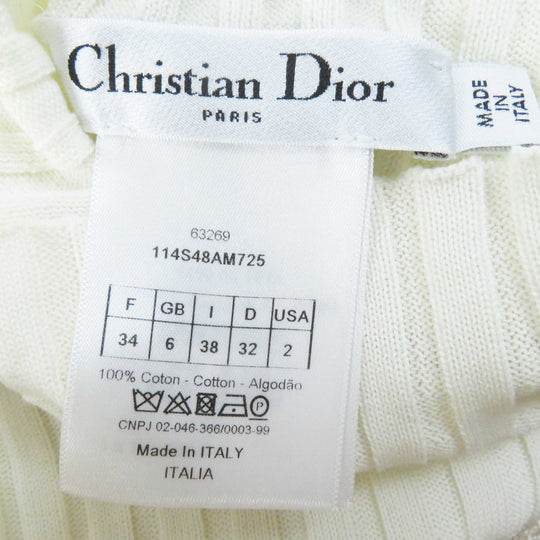 Christian Dior Short sleeve knit 114S48AM725 Main: 100% cotton White black Women 38 Used Authentic