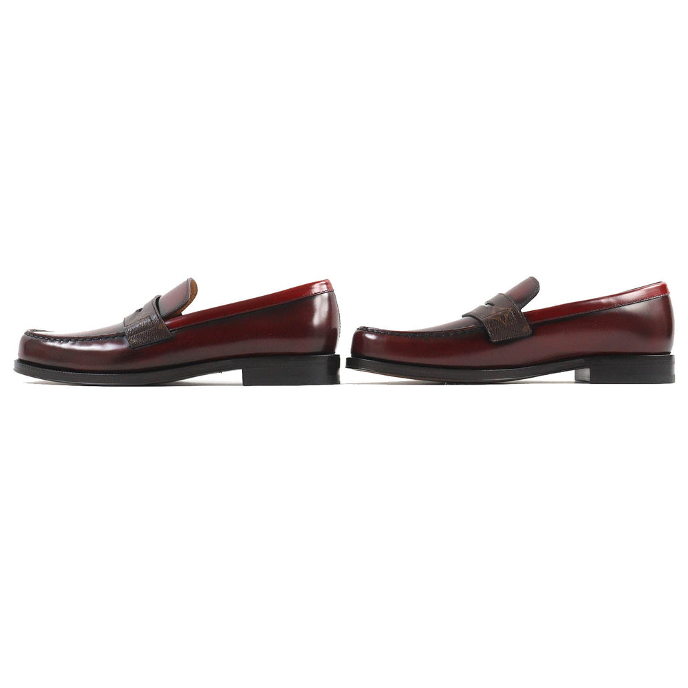 LOUIS VUITTON loafers Main: Leather, Part: Monogram canvas Red brown type Sorbonne line mens 8 1/2 Used Authentic