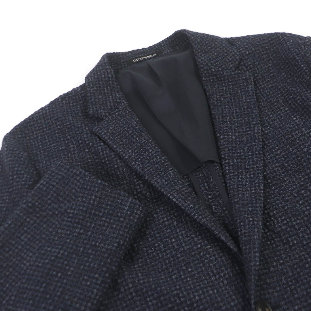 EMPORIO ARMANI blazer Outer: 98% wool, Outer: 2% elastane (polyurethane), Lining: 68% acetate, Lining: 32% polyester Navy mens 50 Used Authentic