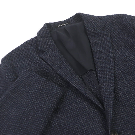 EMPORIO ARMANI blazer Outer: 98% wool, Outer: 2% elastane (polyurethane), Lining: 68% acetate, Lining: 32% polyester Navy mens 50 Used Authentic