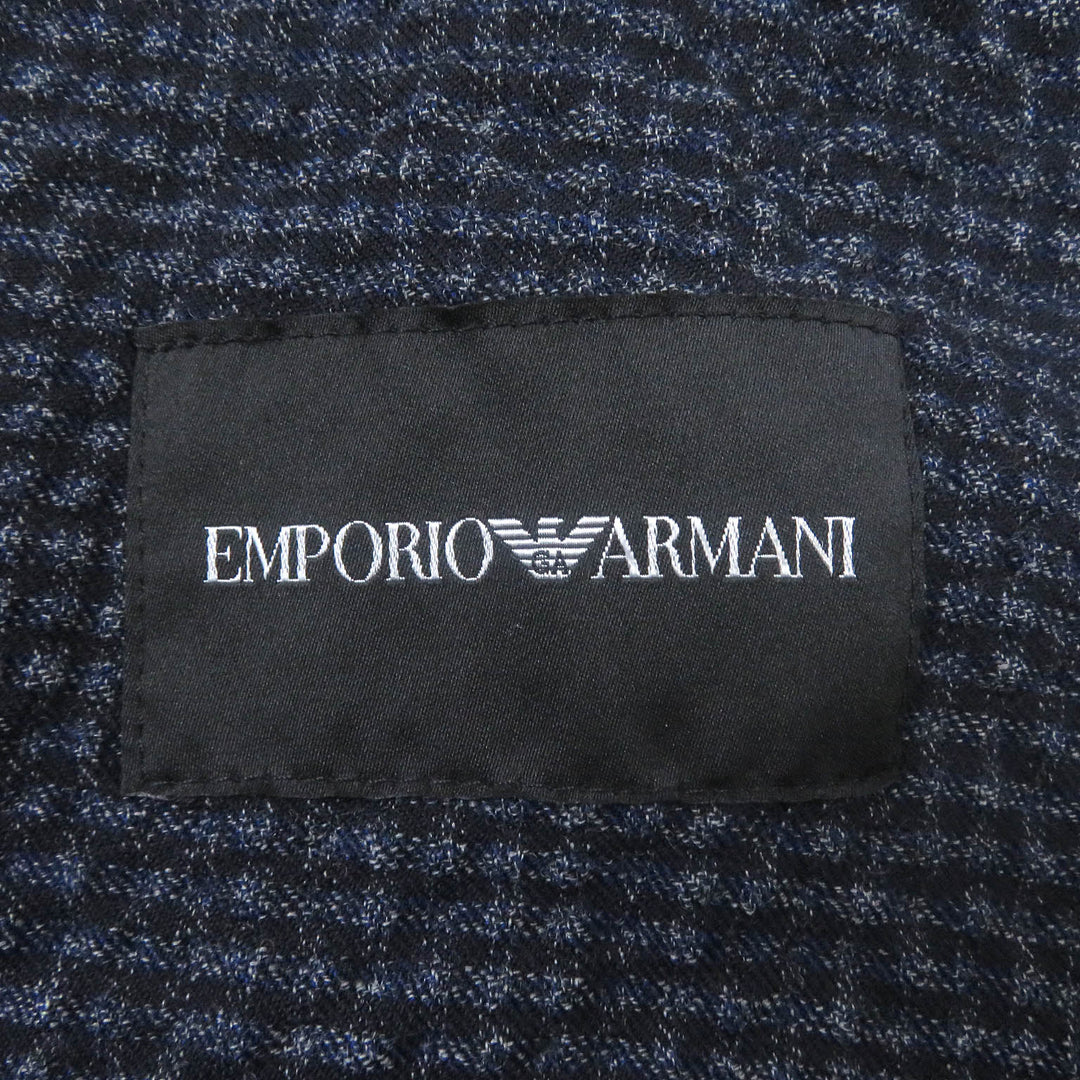 EMPORIO ARMANI blazer Outer: 98% wool, Outer: 2% elastane (polyurethane), Lining: 68% acetate, Lining: 32% polyester Navy mens 50 Used Authentic