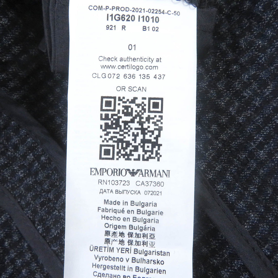 EMPORIO ARMANI blazer Outer: 98% wool, Outer: 2% elastane (polyurethane), Lining: 68% acetate, Lining: 32% polyester Navy mens 50 Used Authentic