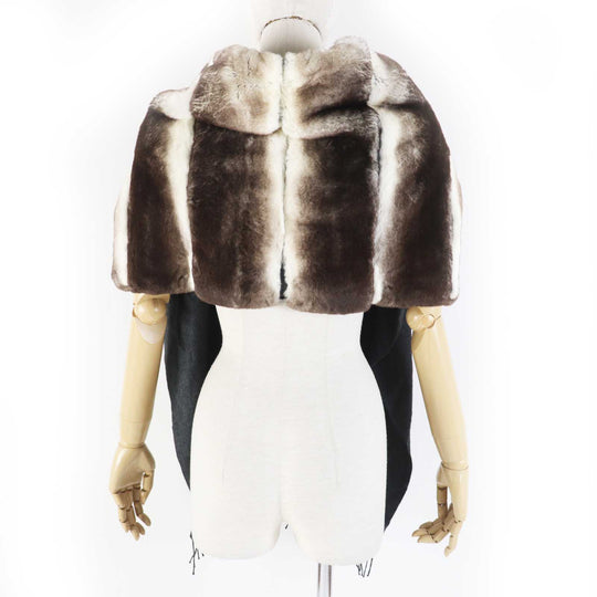 FENDI Scarf FVG480 Main: Oligura, Part: Lamb leather, Lining: 100% silk, Part: 50% mohair, Part: 30% rayon Brown gray Women Used Authentic