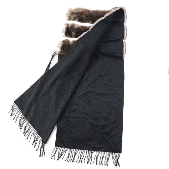 FENDI Scarf FVG480 Main: Oligura, Part: Lamb leather, Lining: 100% silk, Part: 50% mohair, Part: 30% rayon Brown gray Women Used Authentic