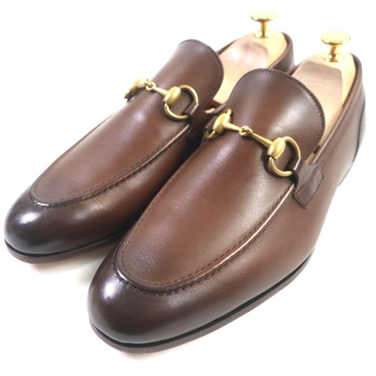 GUCCI loafers 406994 Main: Leather Brown Jordaan mens 6 Used Authentic