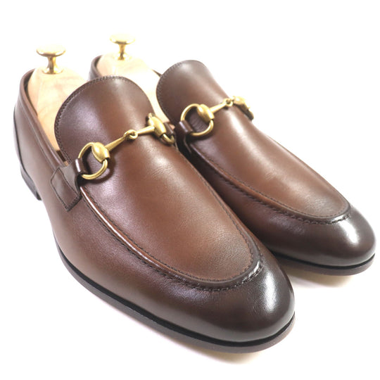 GUCCI loafers 406994 Main: Leather Brown Jordaan mens 6 Used Authentic