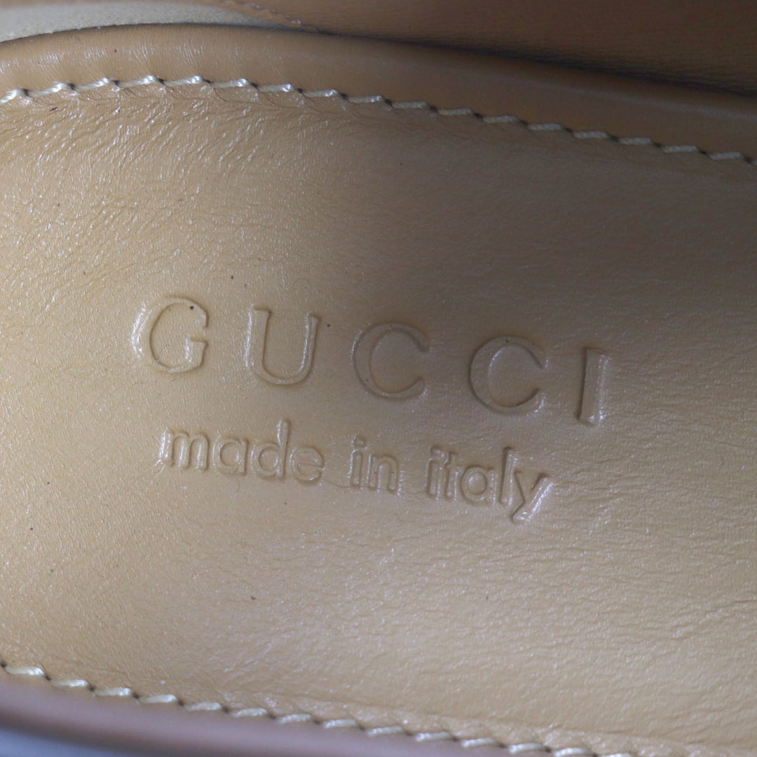 GUCCI loafers 406994 Main: Leather Brown Jordaan mens 6 Used Authentic