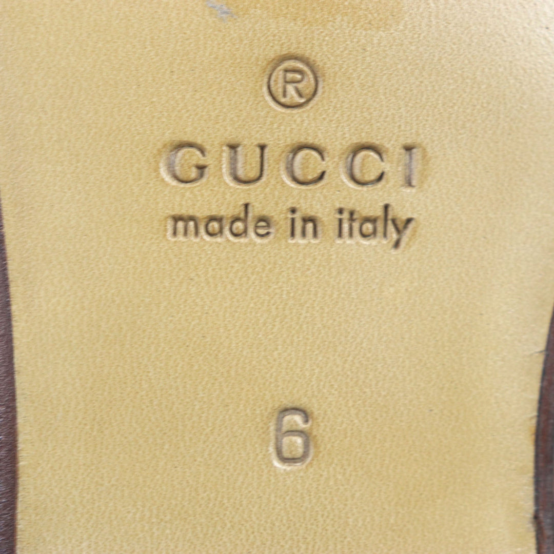 GUCCI loafers 406994 Main: Leather Brown Jordaan mens 6 Used Authentic