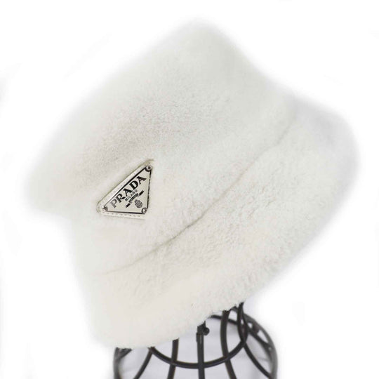 PRADA hat 1HC137 Main: Mouton, Lining: 100% Silk Ivory Women M Used Authentic