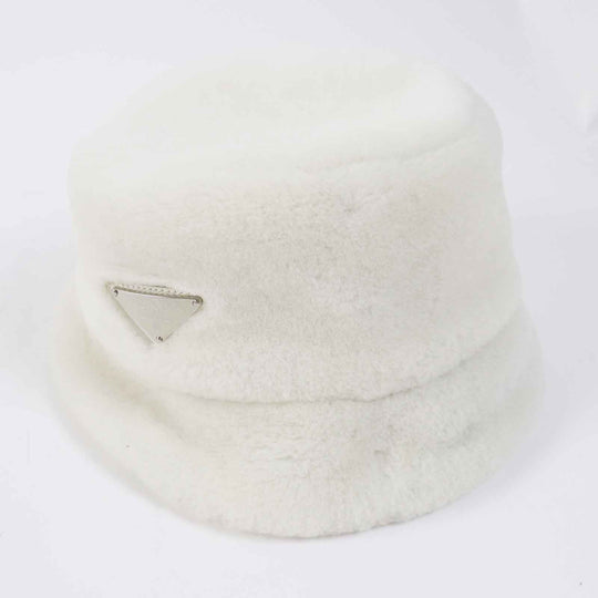 PRADA hat 1HC137 Main: Mouton, Lining: 100% Silk Ivory Women M Used Authentic