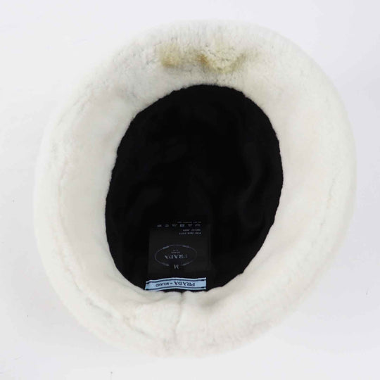 PRADA hat 1HC137 Main: Mouton, Lining: 100% Silk Ivory Women M Used Authentic