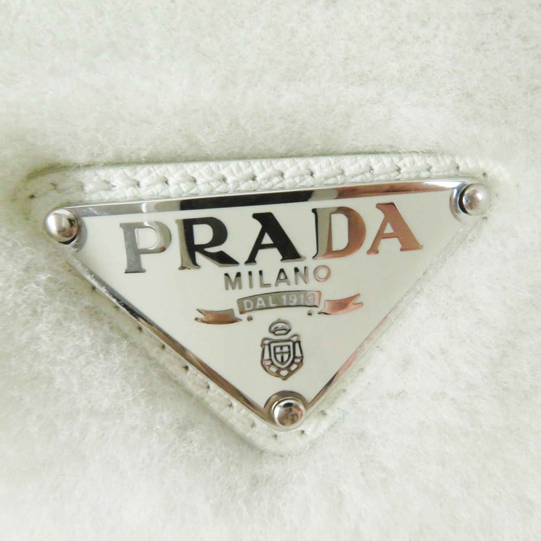 PRADA hat 1HC137 Main: Mouton, Lining: 100% Silk Ivory Women M Used Authentic