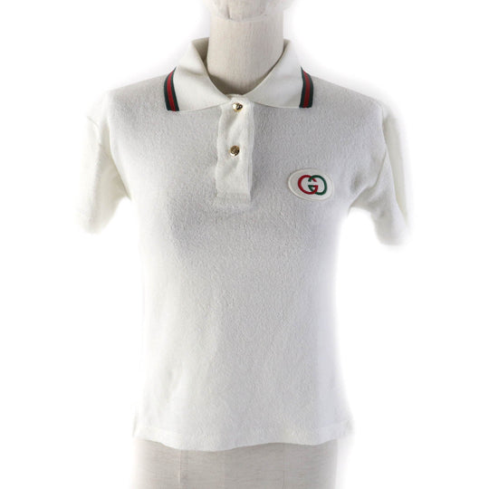GUCCI Short sleeve polo shirt 599122 Main: 100% cotton, Part: 84% cotton, Part: 16% polyester, Part: 100% polyester white Women XS Used Authentic