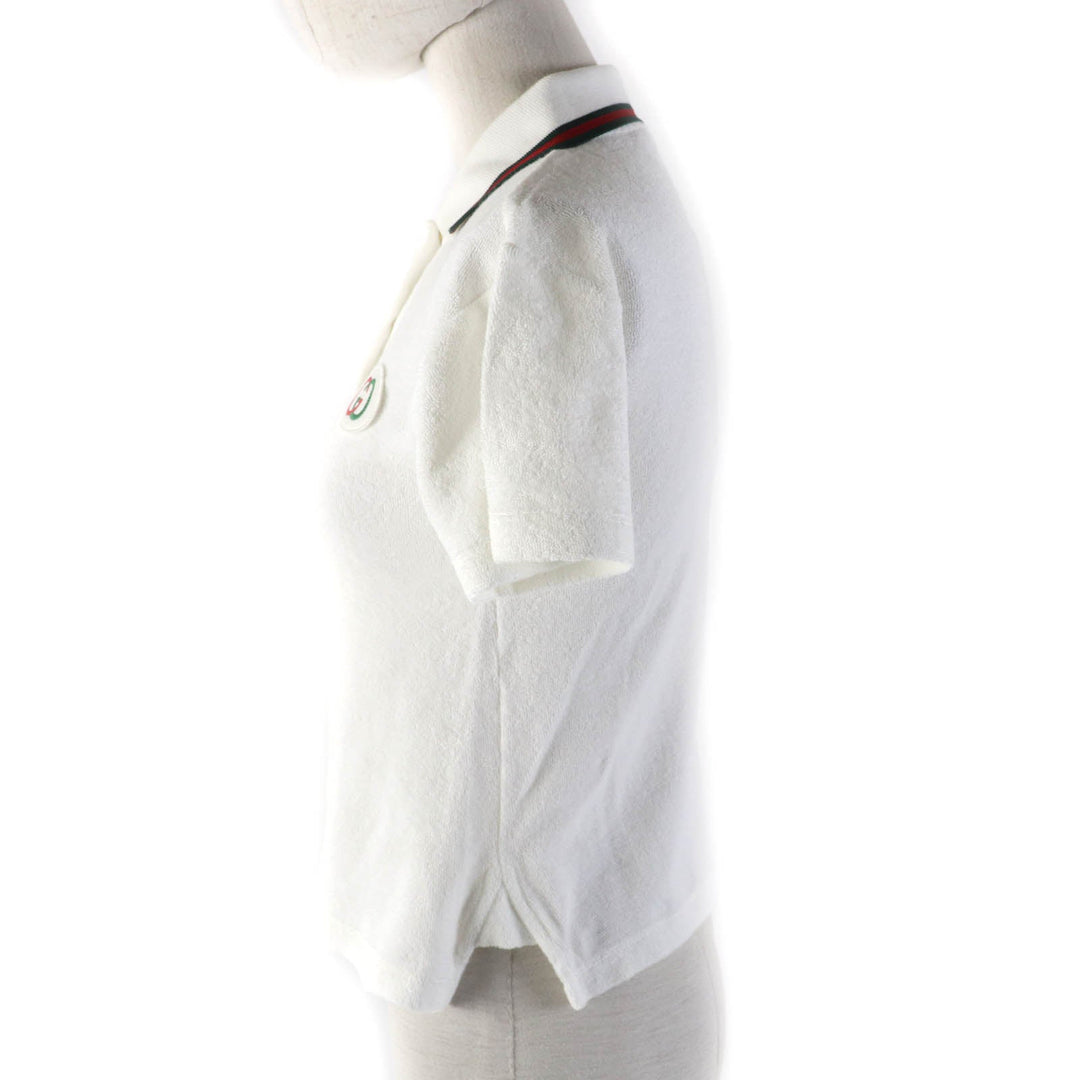 GUCCI Short sleeve polo shirt 599122 Main: 100% cotton, Part: 84% cotton, Part: 16% polyester, Part: 100% polyester white Women XS Used Authentic