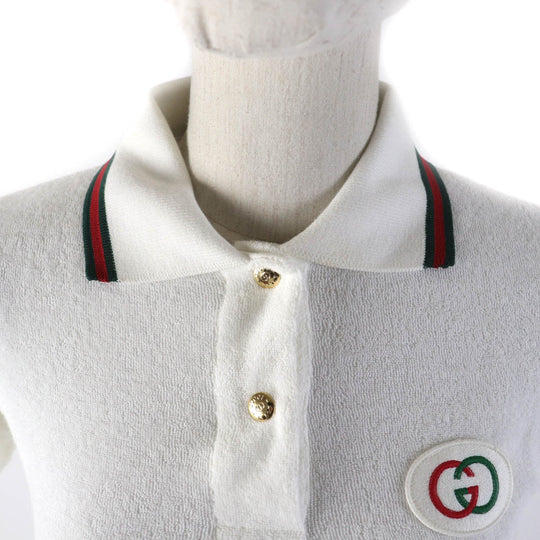GUCCI Short sleeve polo shirt 599122 Main: 100% cotton, Part: 84% cotton, Part: 16% polyester, Part: 100% polyester white Women XS Used Authentic