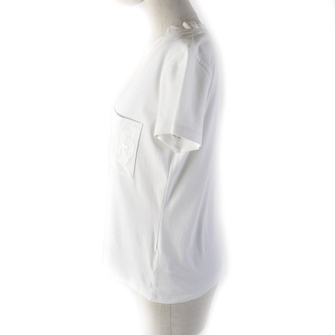 HERMES Short sleeve T-shirt Main: 100% cotton white Women 38 Used Authentic